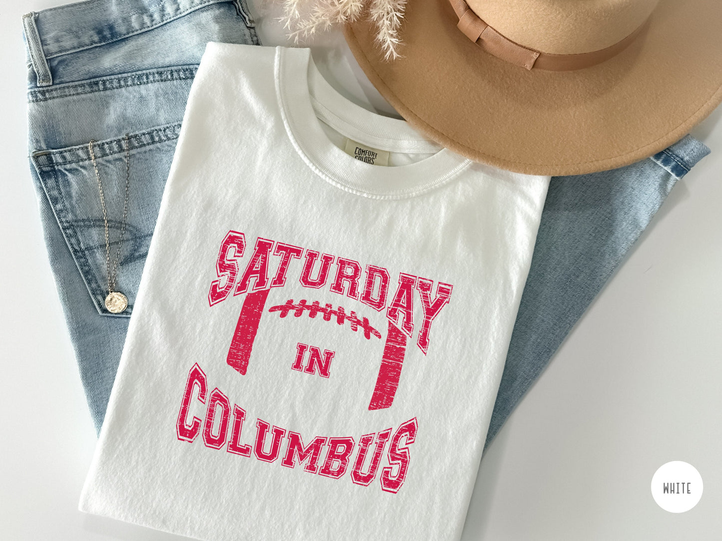 Vintage Ohio State Football Shirt, Saturday in Columbus Tshirt, OSU GameDay Tee, OSU Buckeyes T-shirt for Tailgating Gift for Her