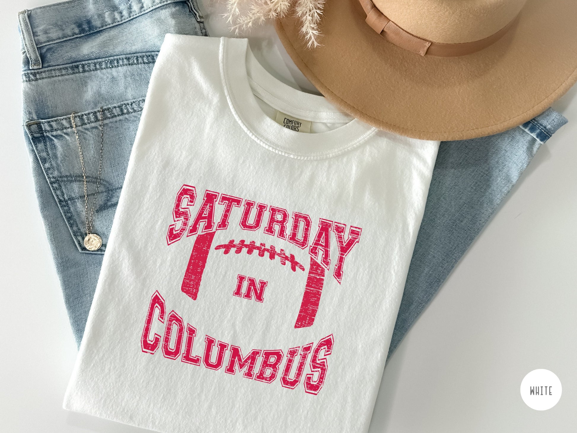 Vintage Ohio State Football Shirt, Saturday in Columbus Tshirt, OSU GameDay Tee, OSU Buckeyes T-shirt for Tailgating Gift for Her