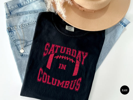 Vintage Ohio State Football Shirt, Saturday in Columbus Tshirt, OSU GameDay Tee, OSU Buckeyes T-shirt for Tailgating Gift for Her