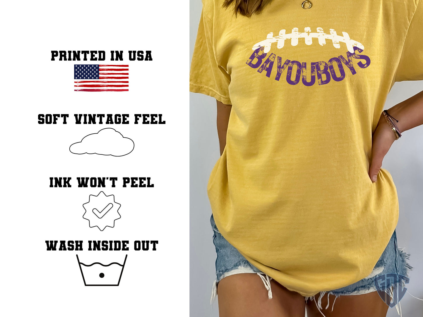 Bayou Boys Football Comfort Colors Tshirt, Football Gift for Football Fan, Women's Tailgating Crewneck