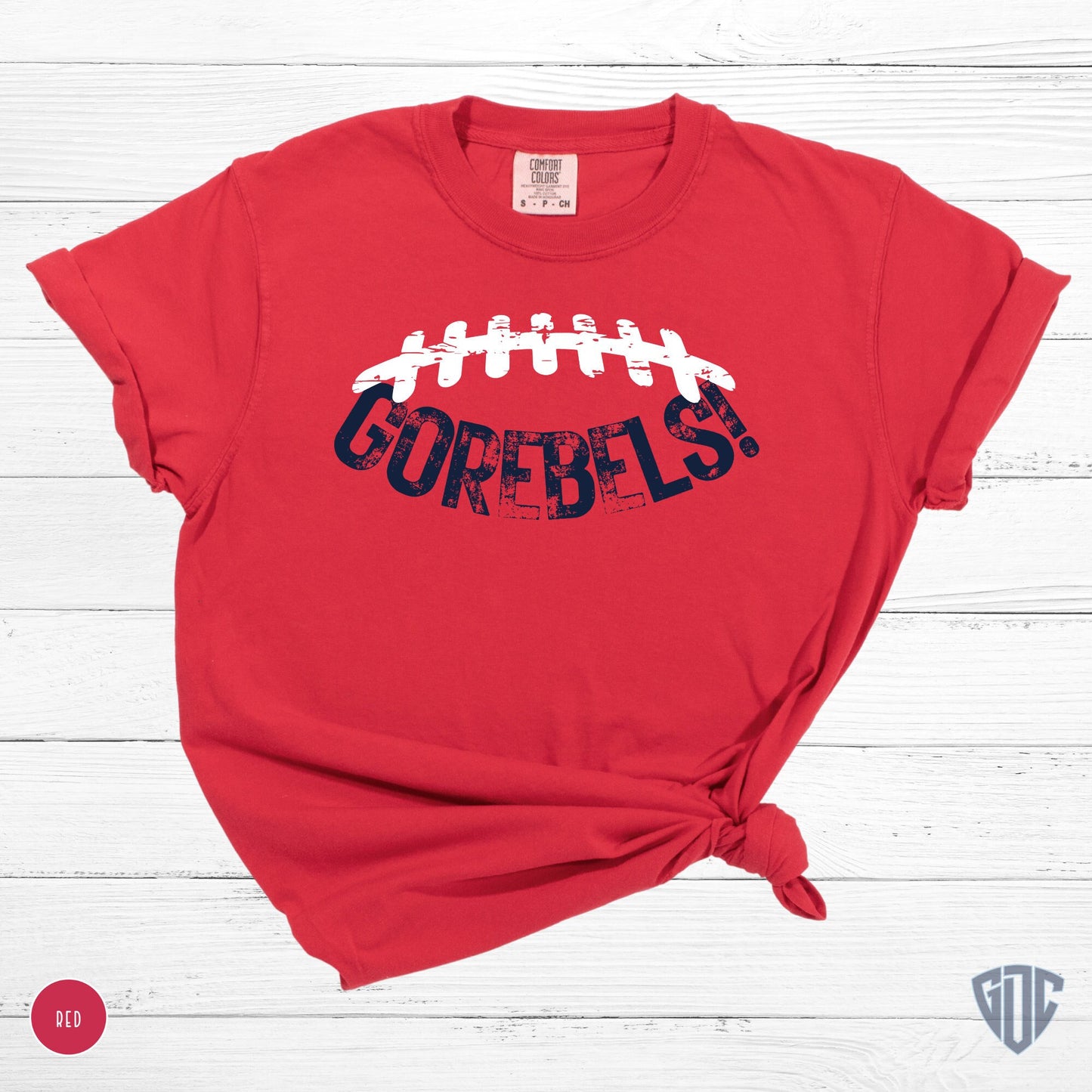 Go Rebels! Football T Shirt, Women's Rebels Shirt, Football Shirts, Rebel Football Tees, Red Comfort Colors Top