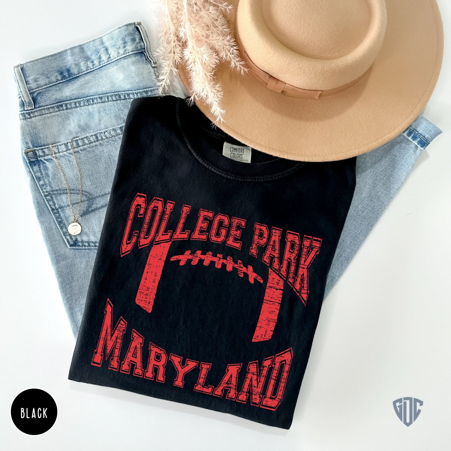 Football TShirt for Women, College Park Maryland Tee, Gift for Student