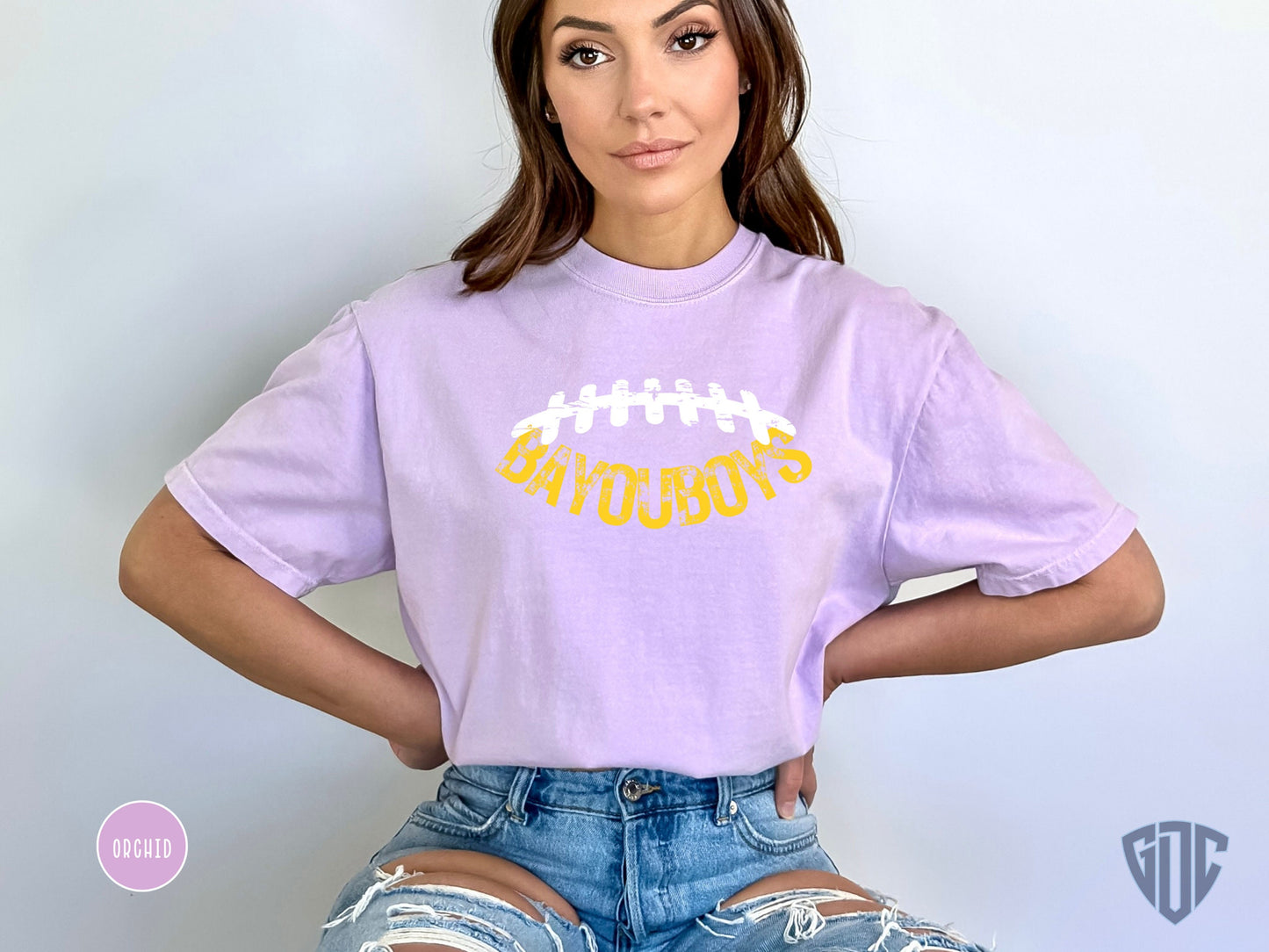 Bayou Boys Football Comfort Colors Tshirt, Football Gift for Football Fan, Women's Tailgating Crewneck