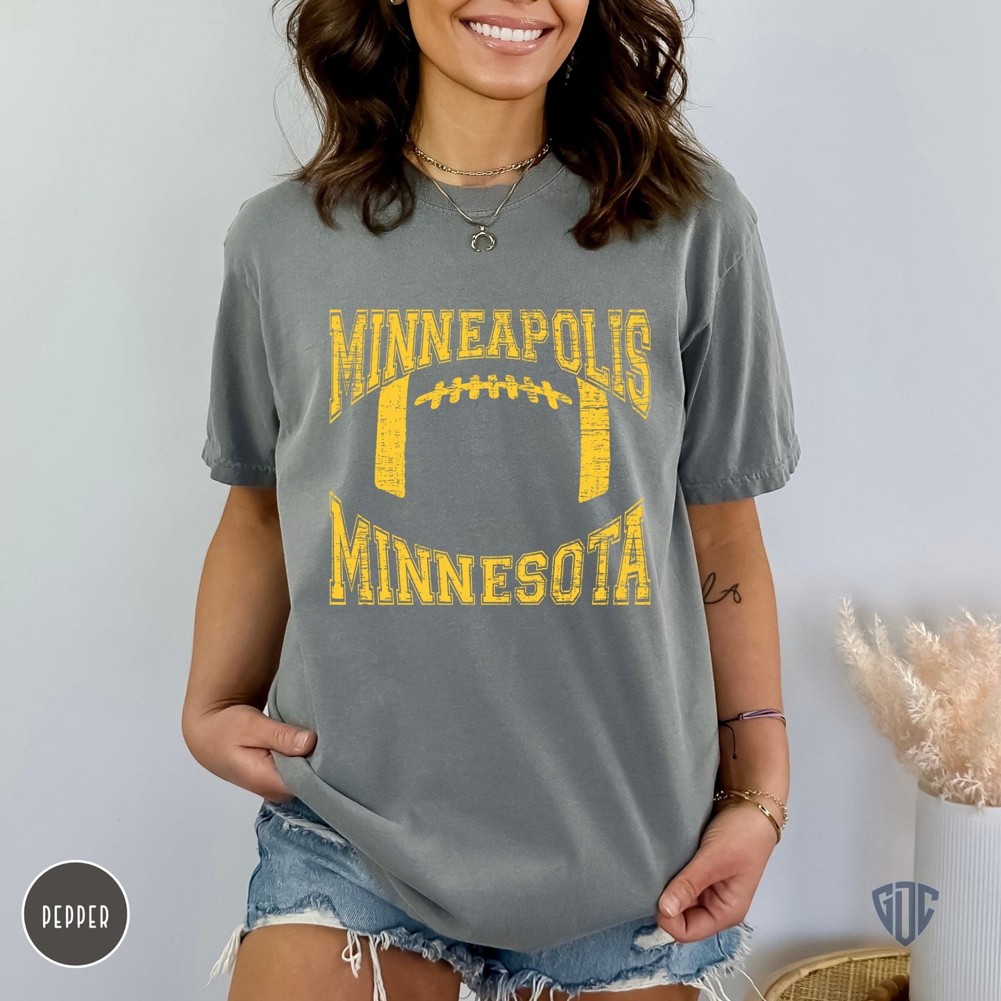 Minneapolis Minnesota Football Shirt, Oversized GameDay Apparel, Vintage Style Graphic Tee Gift