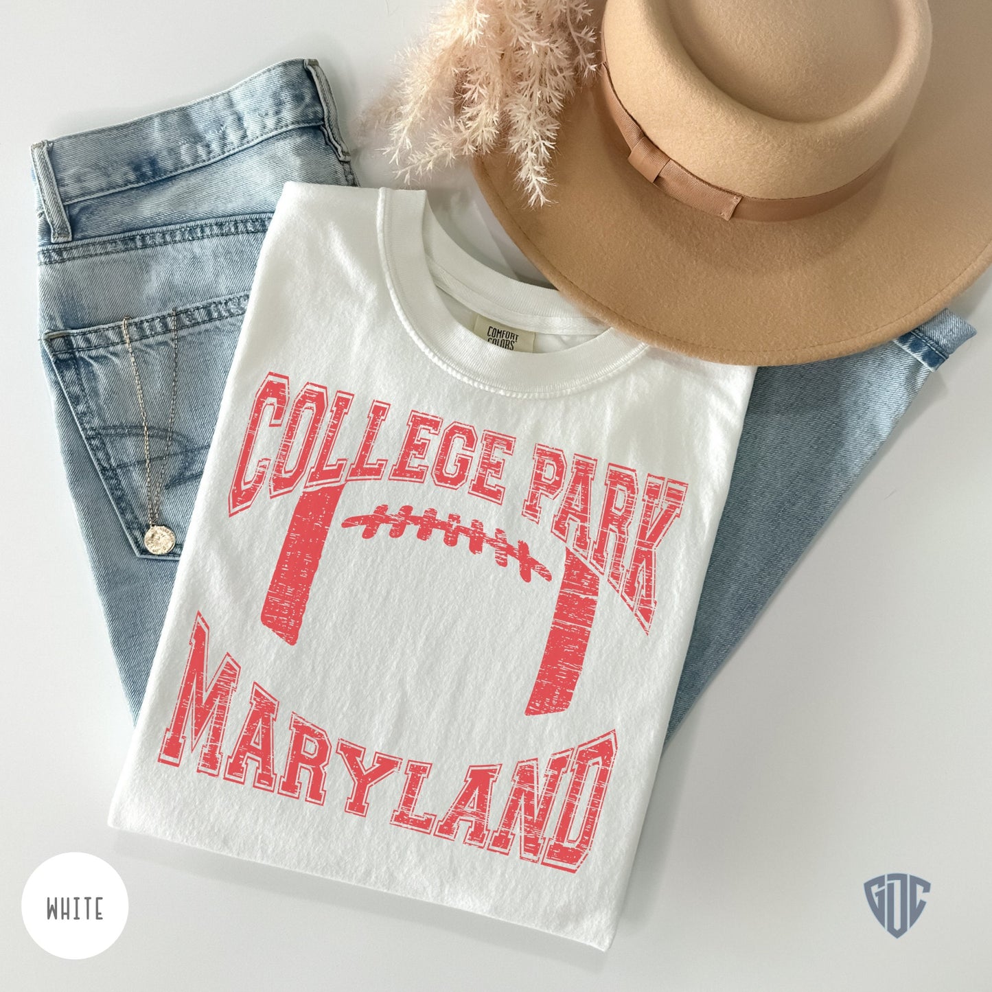 Football TShirt for Women, College Park Maryland Tee, Gift for Student