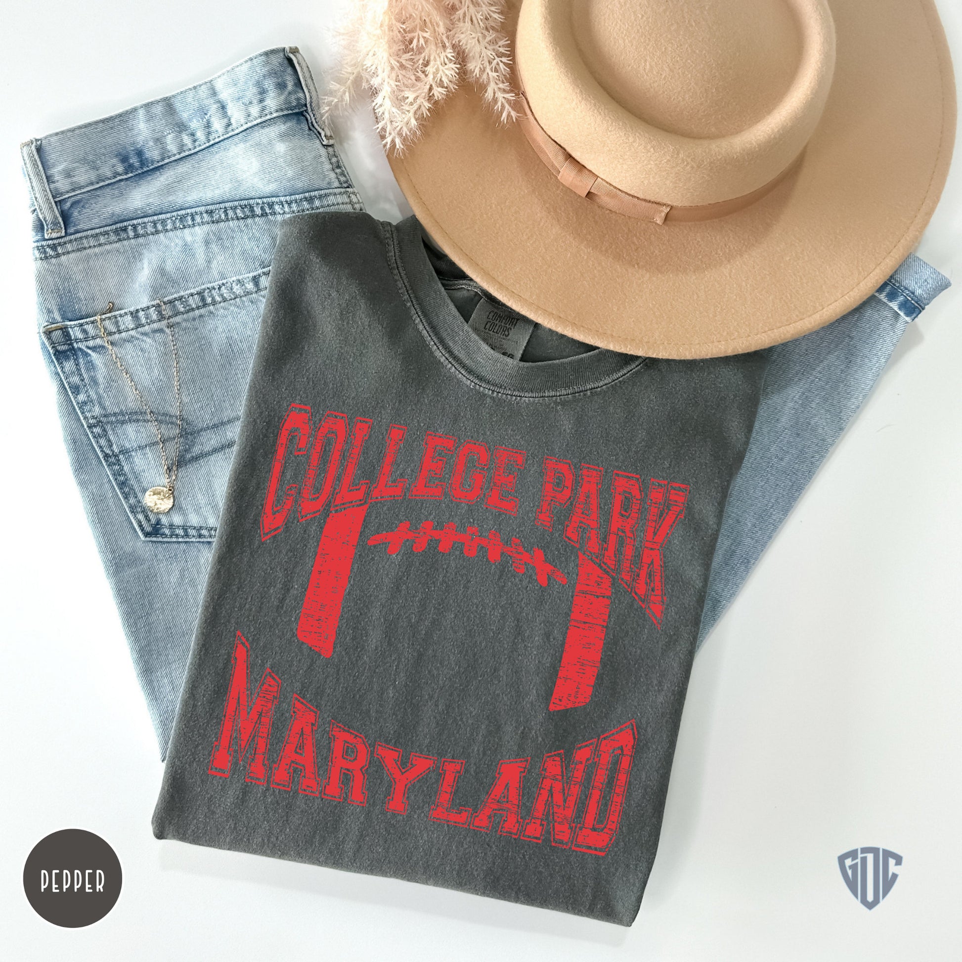 Football TShirt for Women, College Park Maryland Tee, Gift for Student